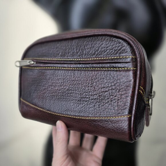 Parker Men's Luxury Zip-close Nesting Leather Toiletry BAG (set of 2) - Picture 4 of 9